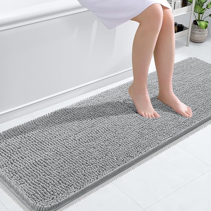 OLANLY Bathroom Rugs 59x20, Extra Soft Absorbent Chenille Bath Rugs, Rubber by OLANLY