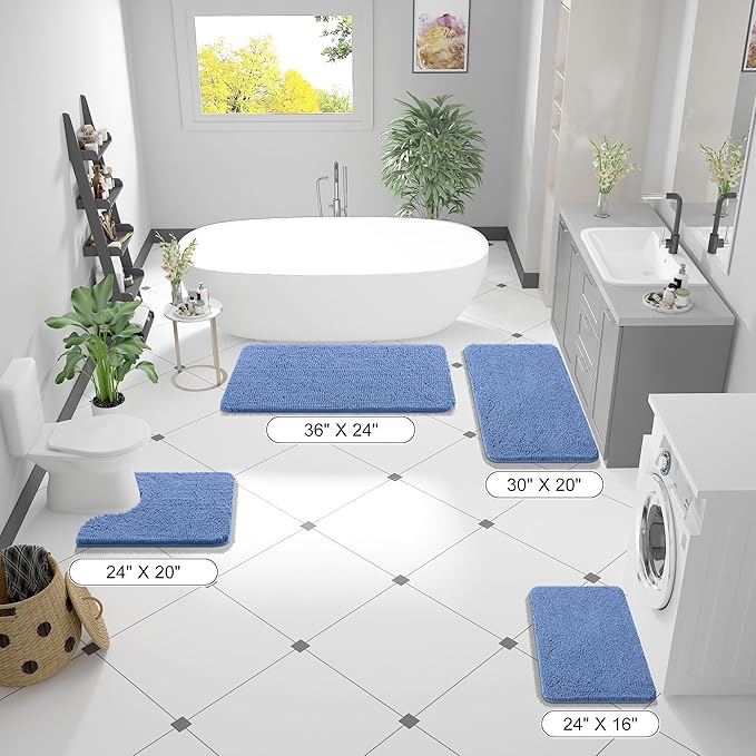 OLANLY Bathroom Rugs 24x16, Extra Soft Absorbent Chenille Bath Rugs, Rubber - Image 3