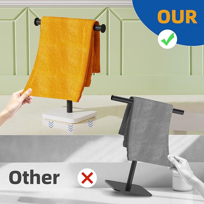 RUACQ Hand Towel Holder, T-Shape Free Standing Hand Towel Holder Stand - Image 3