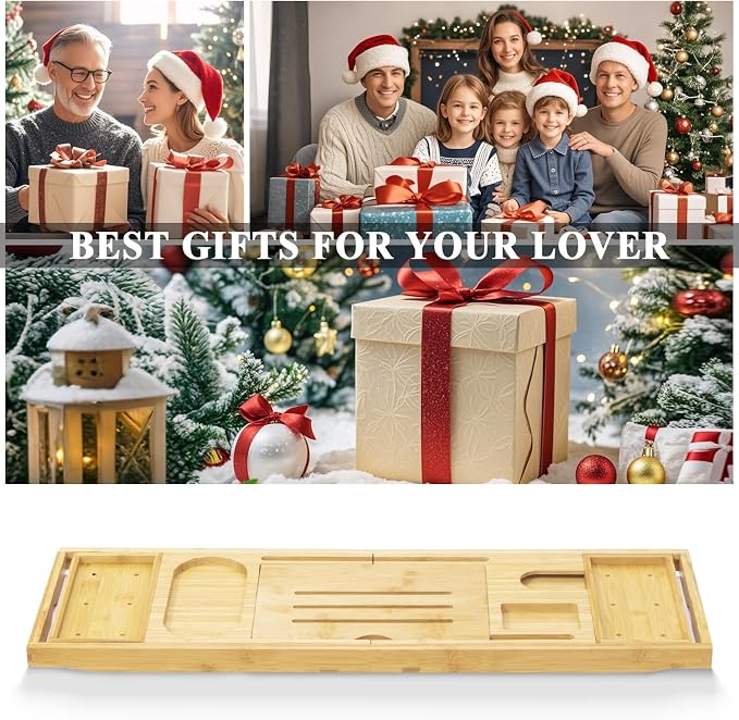 AUTODECO Bathtub Tray, Bamboo Bath Tray - Image 9