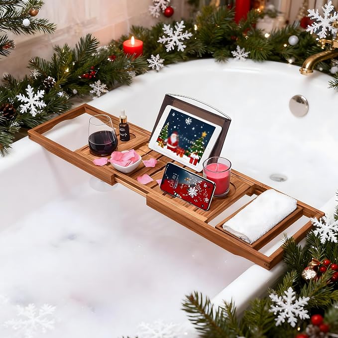 Utoplike Teak Bathtub Caddy Tray Bath Tray - Image 2