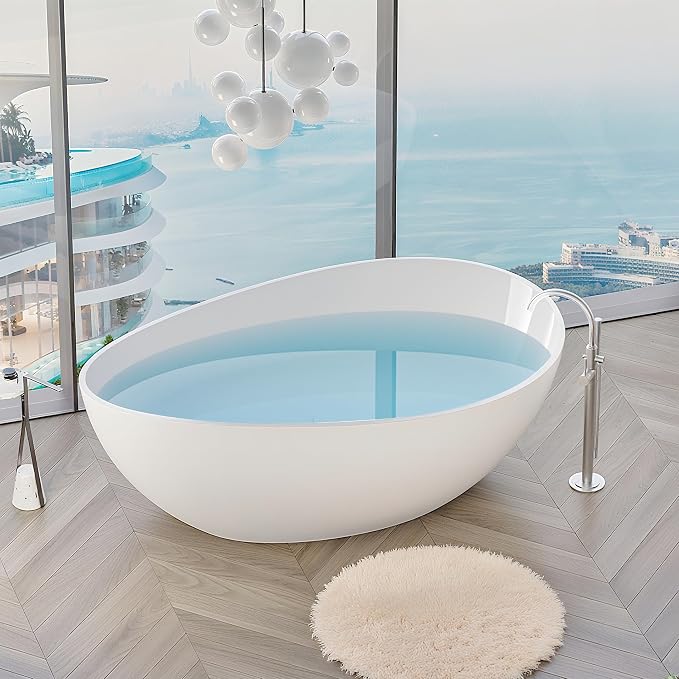 63" Freestanding Solid Surface Bathtub - Image 2