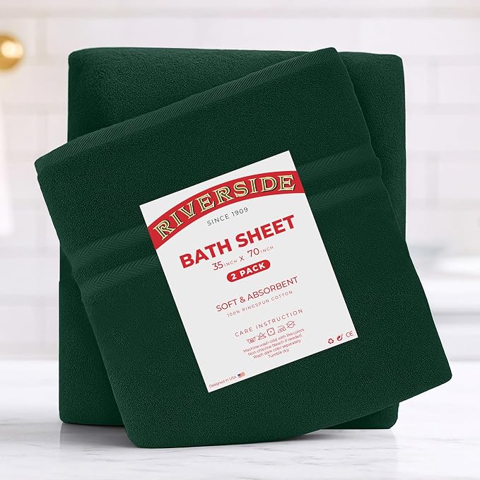 RIVERSIDE Pack of 2 Extra Large Bath Sheets 35 x 70 Inches - Image 7