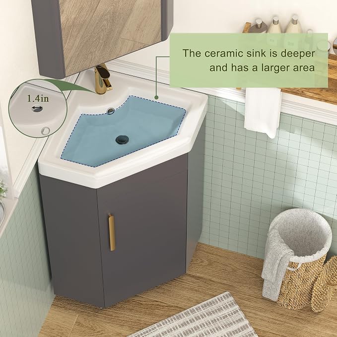 24" Corner Bathroom Vanity Sink Combo - Image 5