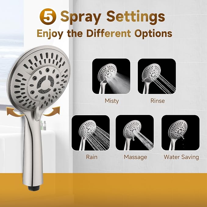BRIGHT SHOWERS Rain Shower Heads System Including Rainfall Shower Head and - Image 7