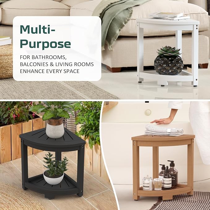 Waterproof Corner Shower Stool for Inside Shower, Poly Lumber Shower Bench Seat - Image 7