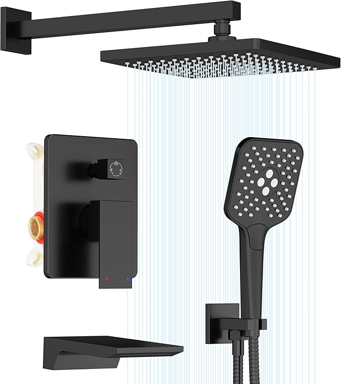 Gabrylly Shower System with Tub Spout, Wall Mounted Tub Shower Faucet Set by GABRYLLY