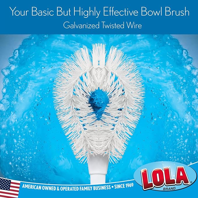 LOLA Toilet Bowl Brush w/Curved Head, Coated Wire, Durable Poly Bristles - Image 3