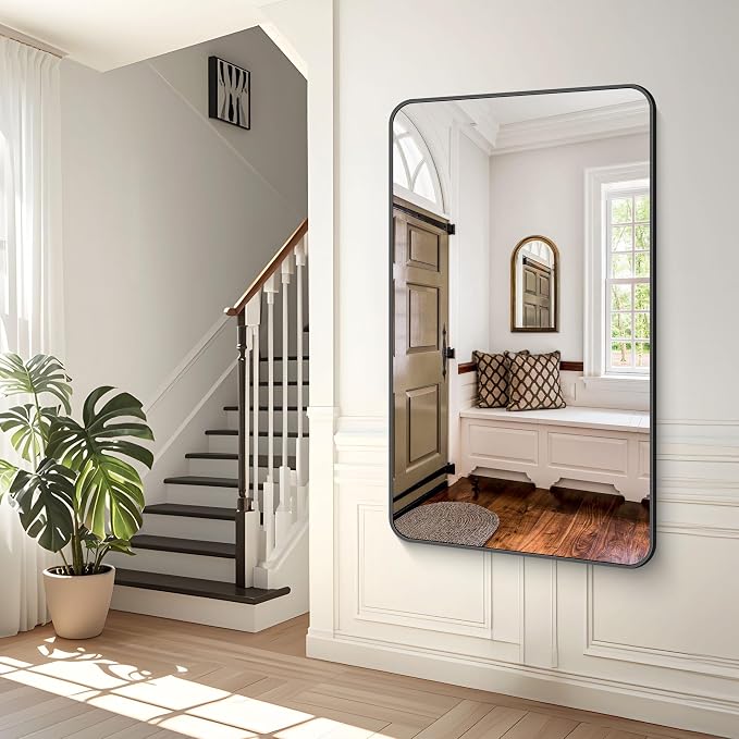 BONEWEI 60x36 inch Large Bathroom Mirror, Wall Mounted Bathroom Frame Vanity - Image 5