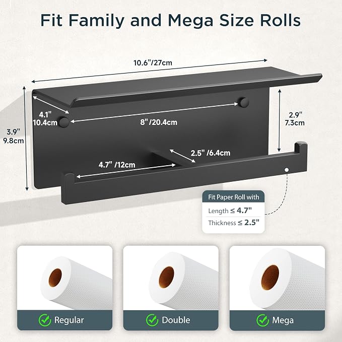 FORIOUS Black Toilet Paper Holder - Image 2