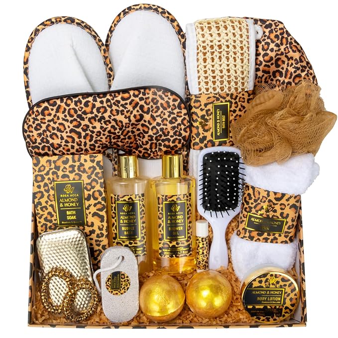 Christmas Gifts for Women, Bath Gift Set, Leopard XXL 20 Pcs Skin Care Set by RAROSAACCA