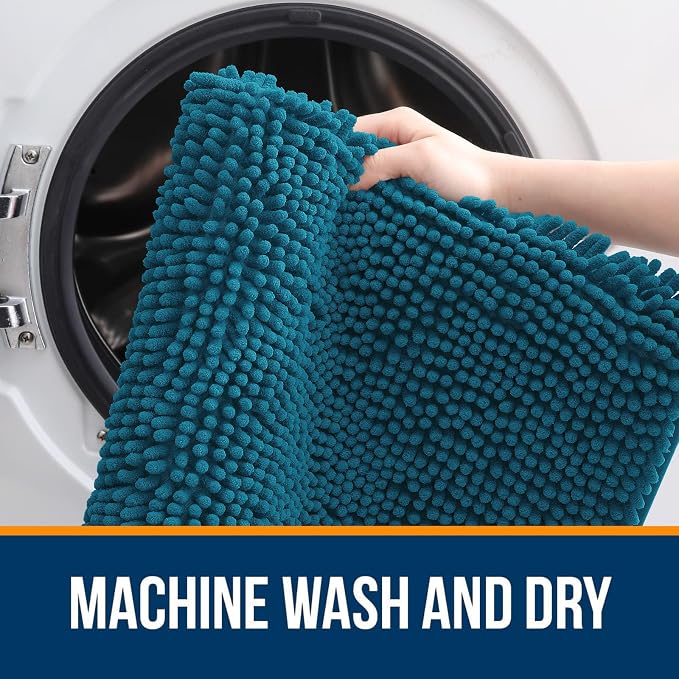 OLANLY Bathroom Rugs 70x46, Extra Soft Absorbent Chenille Bath Rugs, Rubber - Image 5