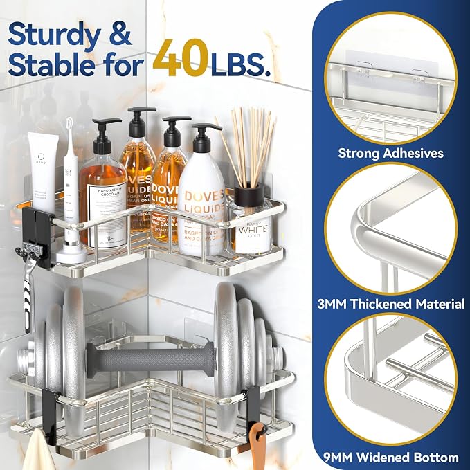 YASONIC Corner Shower Caddy Organizer, Large Capacity Shower Storage Rack - Image 2