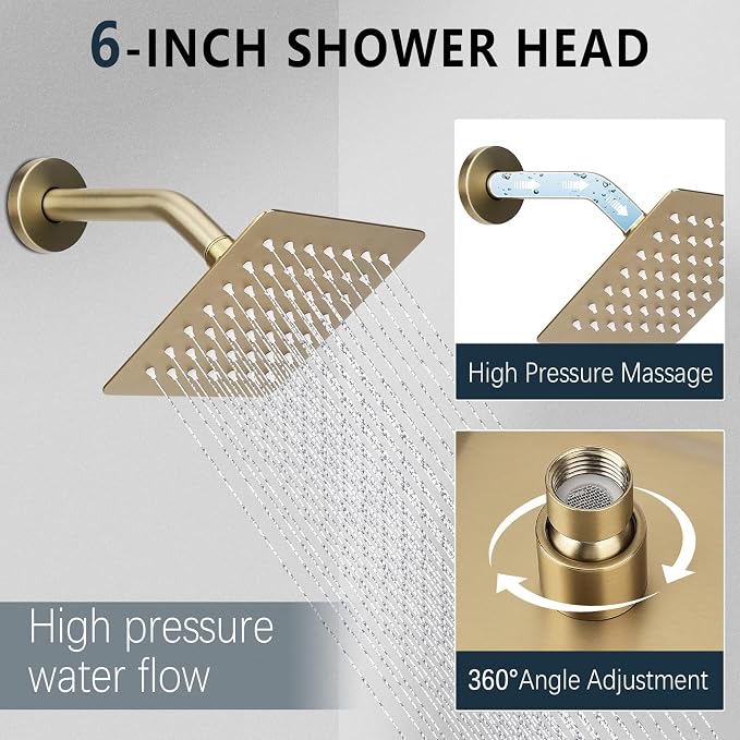 Shower Faucet Set Rainfall Shower System Push Button Diverter Shower Faucet - Image 3