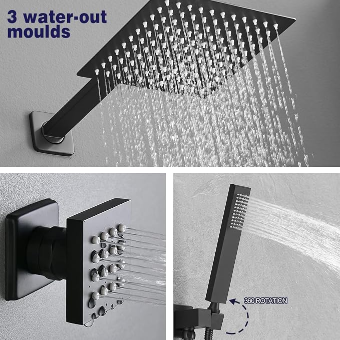 Matte Black Shower Faucet Set - Image 3
