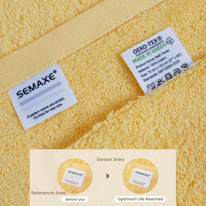 SEMAXE Yellow Bath Towel, 100% Cotton Towel - Image 4