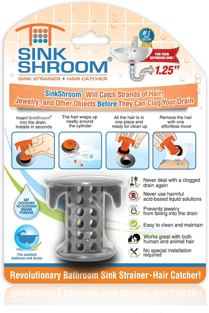 SinkShroom The Revolutionary Sink Drain Protector Hair Catcher/Strainer/Snare by TubShroom
