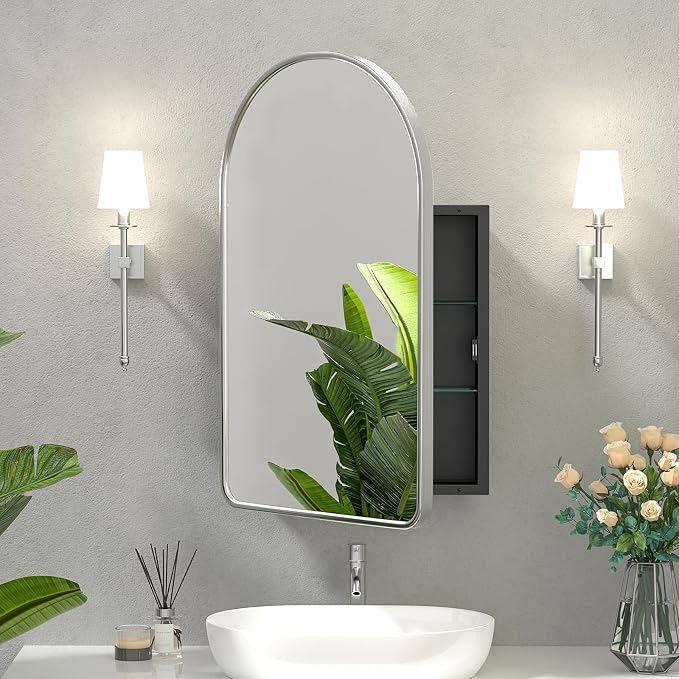 20x31 Inch Arched Medicine Cabinet - Image 7