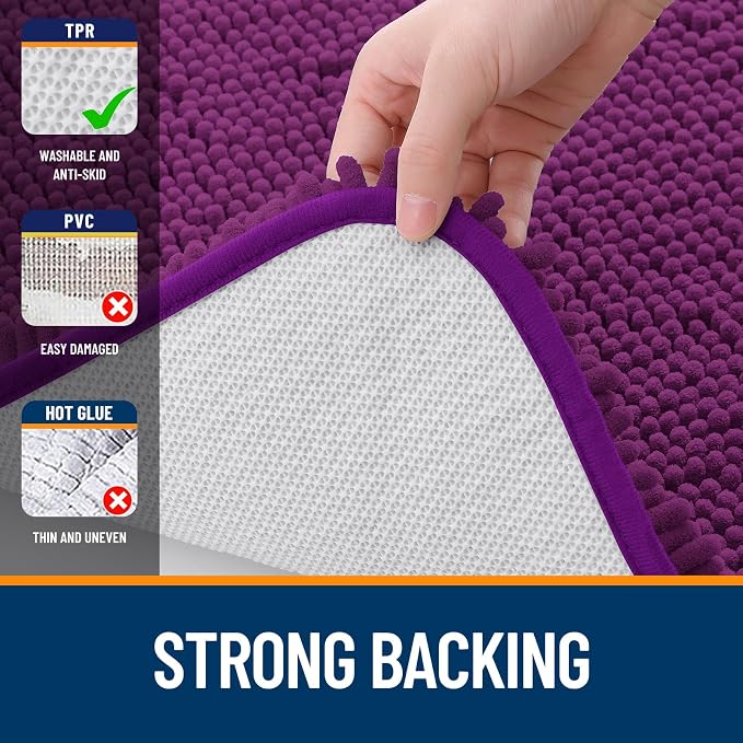 OLANLY Bathroom Rugs 44x24, Extra Soft Absorbent Chenille Bath Rugs, Rubber - Image 6