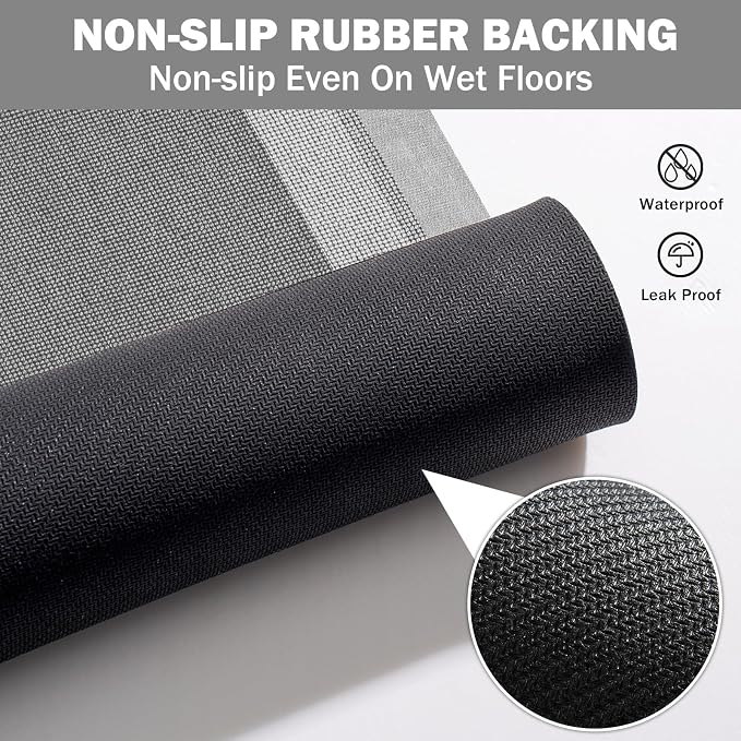 Extra Long Non Slip Bathroom Runner Bath Mat, Rubber Backing Ultra Thin Bath - Image 4