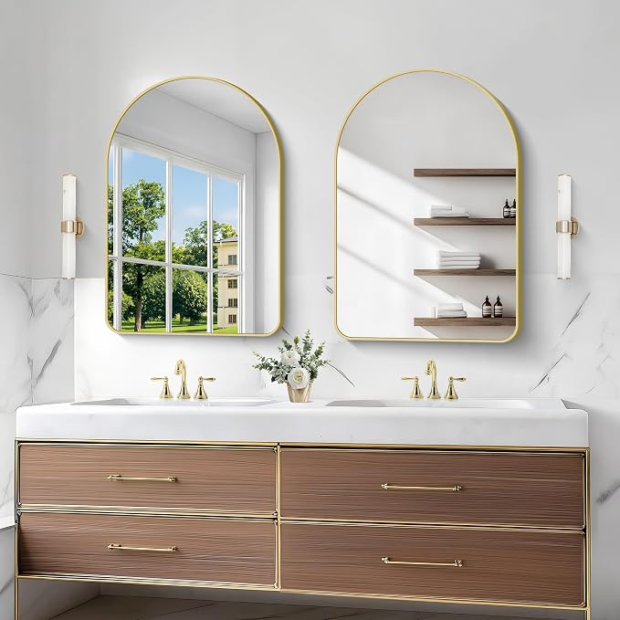Arched Bathroom Mirror, Wall Mounted Mirror, Vanity Wall Mirror Metal Frame - Image 7