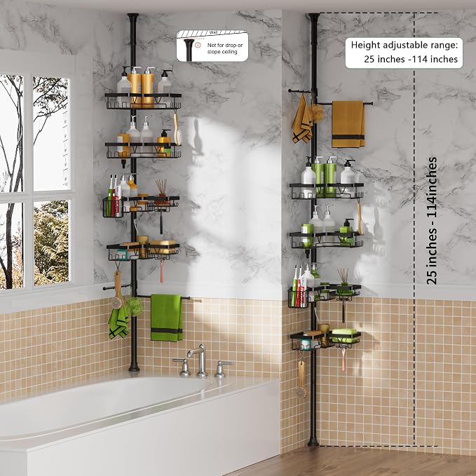 Tension Rod Shower Caddy Corner - Image 6