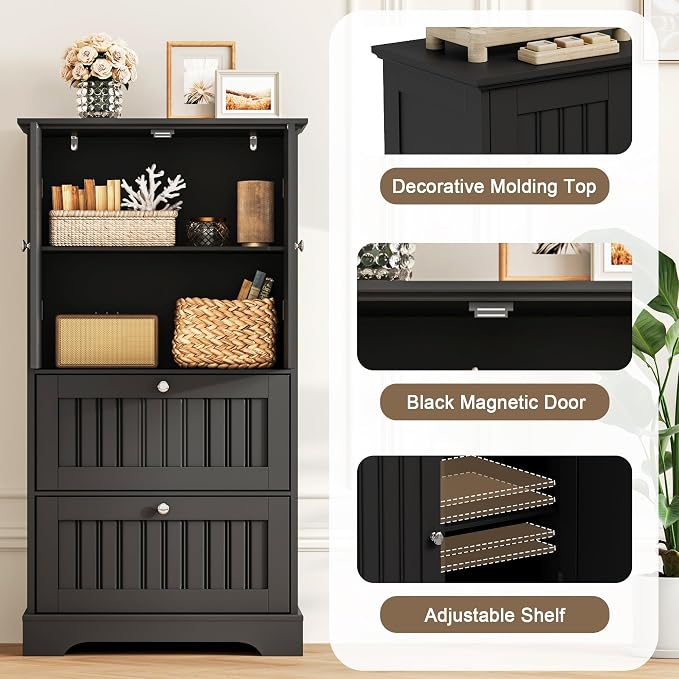 Treocho Bathroom Floor Cabinet, Freestanding Kitchen Pantry Cupboard - Image 5