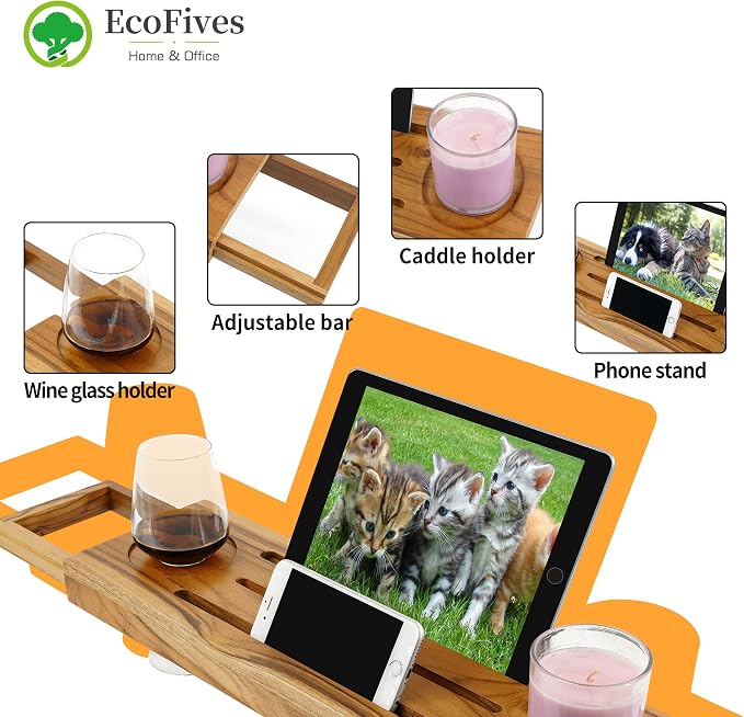 Teak Bathtub Tray Caddy - Image 4