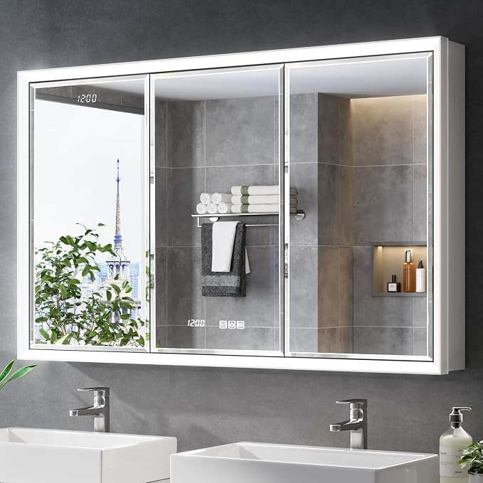 48x30 Beveled Lighted Medicine Cabinet by QUEENFUN