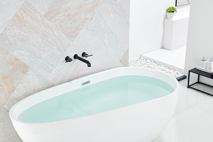 SITGES Solid Brass Wall Mount Tub Filler, High Flow Bathtub Faucet Set - Image 5
