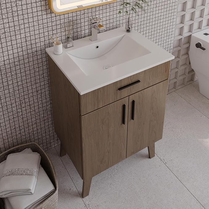 24" Bathroom Vanity with Sink, Vanity Combo with Two Soft Close Cabinet Doors - Image 3