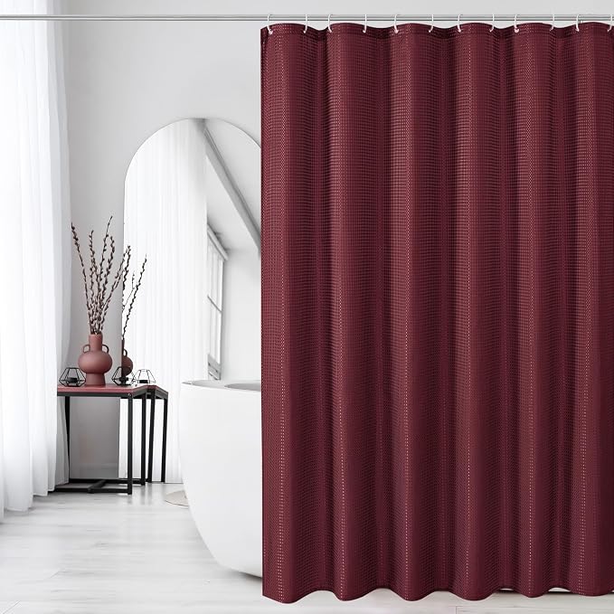 Gibelle Extra Long Shower Curtain 72 x 84, Tall Waffle Weave Textured Fabric - Image 6