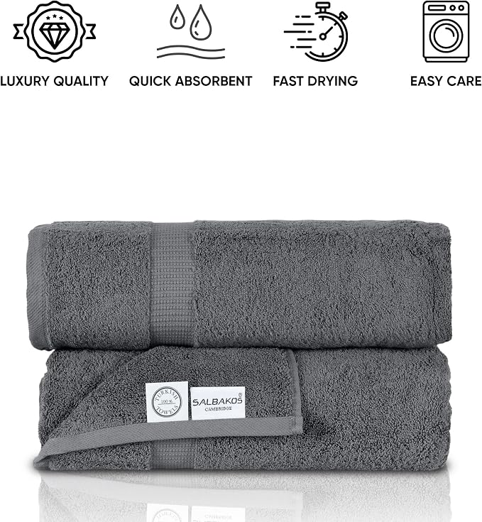 SALBAKOS 100% Turkish Cotton Extra Large Bath Sheet Set of 2 35x70 inch | - Image 7