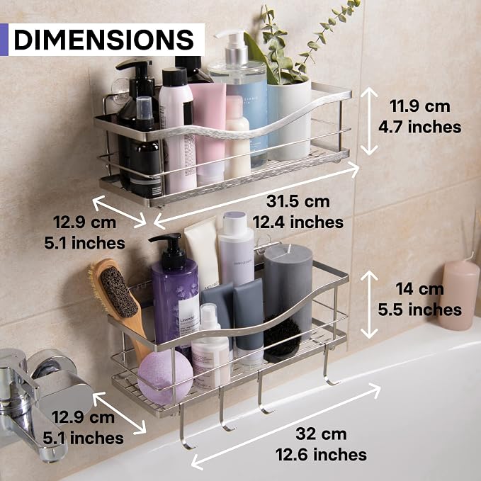 KINCMAX Premium Shower Caddy, Self Adhesive Wall Shower Organizer, Rustproof - Image 5