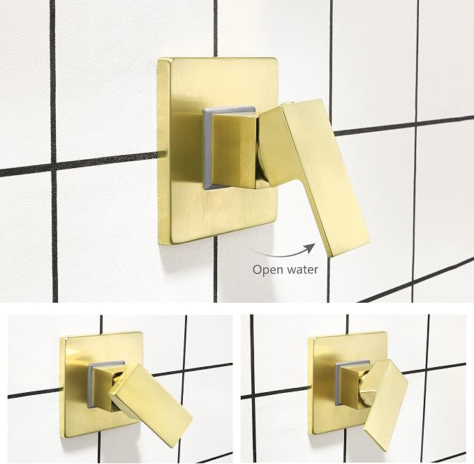 SKOWLL Shower Valve Kit Brushed Gold Shower Handle Valve Trim Kit, Wall Mount - Image 2