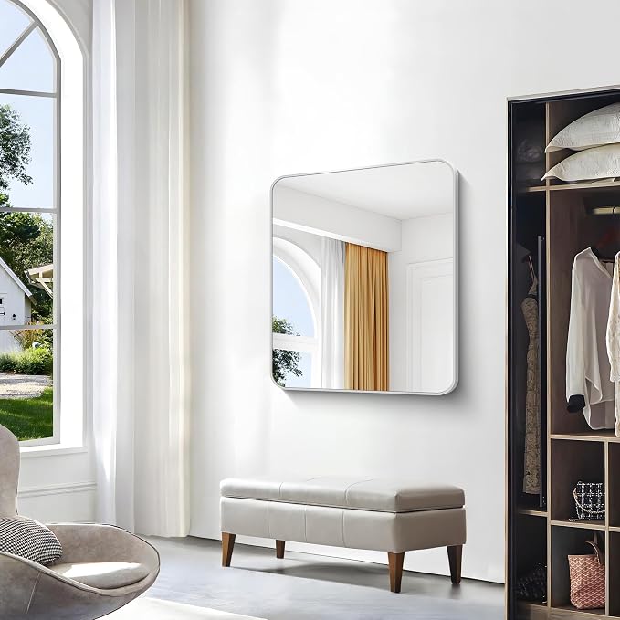 BONEWEI Silver Bathroom Mirror, 30x36 inch Wall Mirror - Image 6