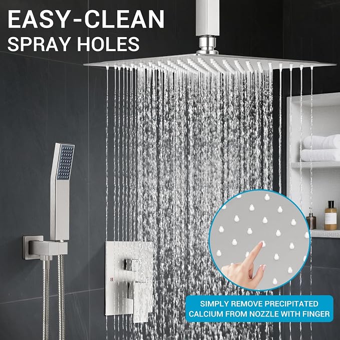 Ceiling Mount Shower Faucet Set Square Showerhead Bathroom Rainfall Shower - Image 4
