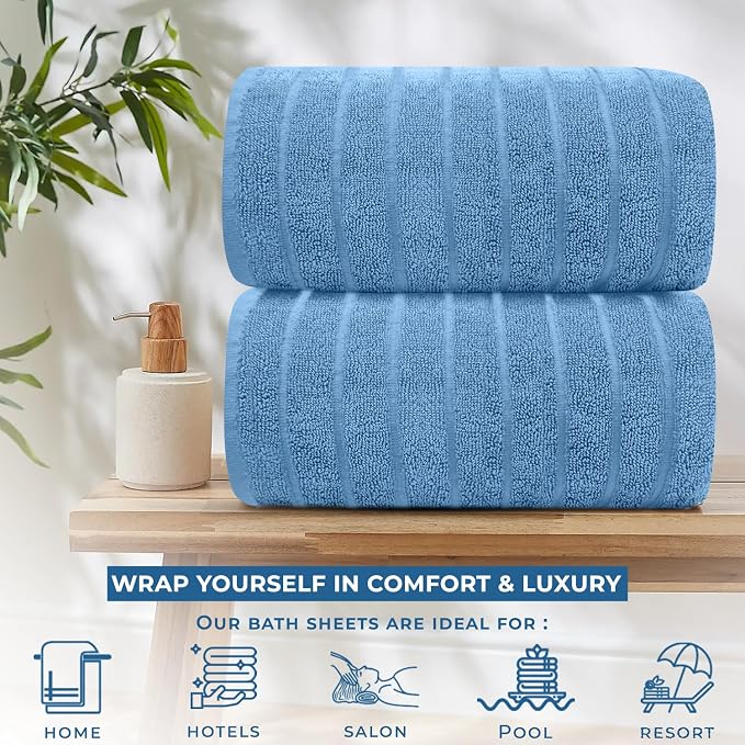 DAN RIVER Pack of 2 Bath Sheet 35x70 Inches, Ribbed Luxury Bath Towel Set - Image 5