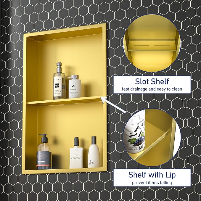 Stainless Steel Shower Niche 14"×24" Gold - Image 4