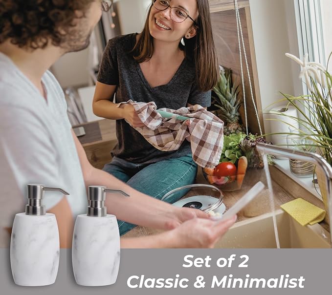 Resin Soap Dispenser Set 2, Refillable Hand Soap Dispenser - Image 4