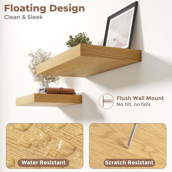 48 Inch Long Floating Shelves for Wall Set of 2, Easy Install Engineered Wood - Image 4