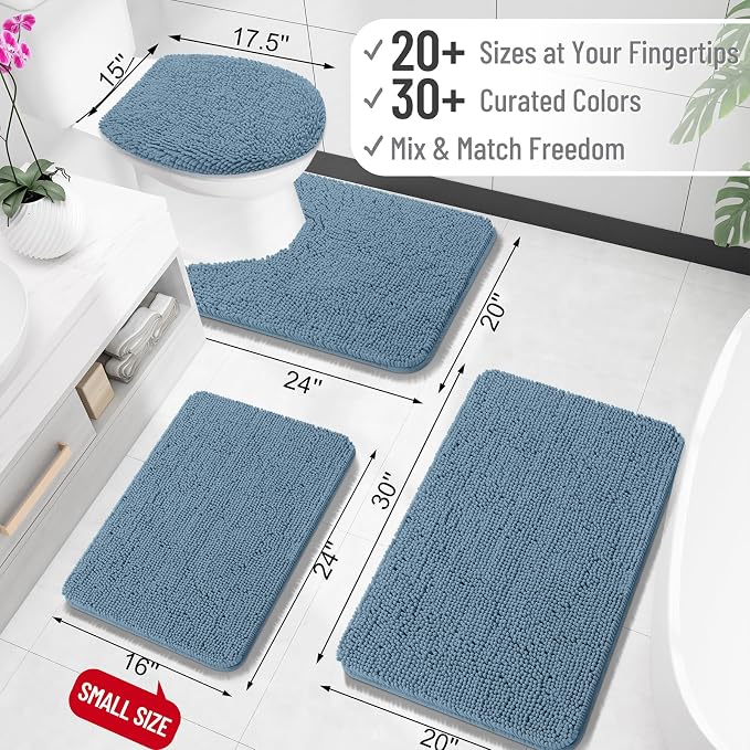 OLANLY Bathroom Rugs 36x24, Extra Soft Absorbent Chenille Bath Rugs, Rubber - Image 2