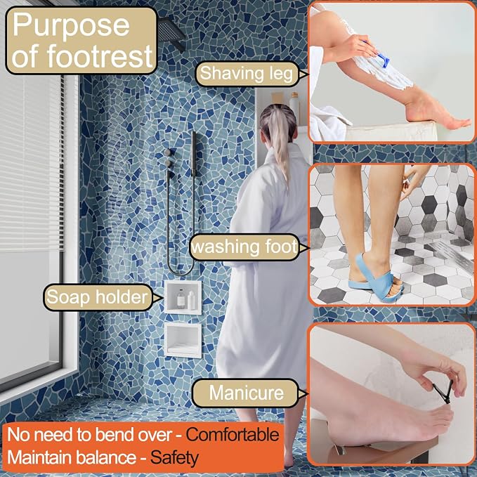 Recessed Wall Soap Holder，Foot Rest - Image 3