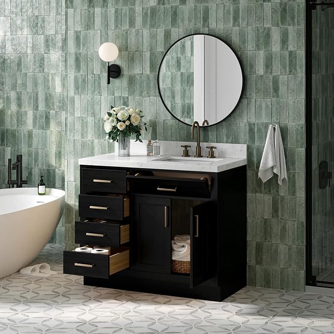 ARIEL Hepburn 42 Inch Single Rectangular Sink Bathroom Vanity - Image 2