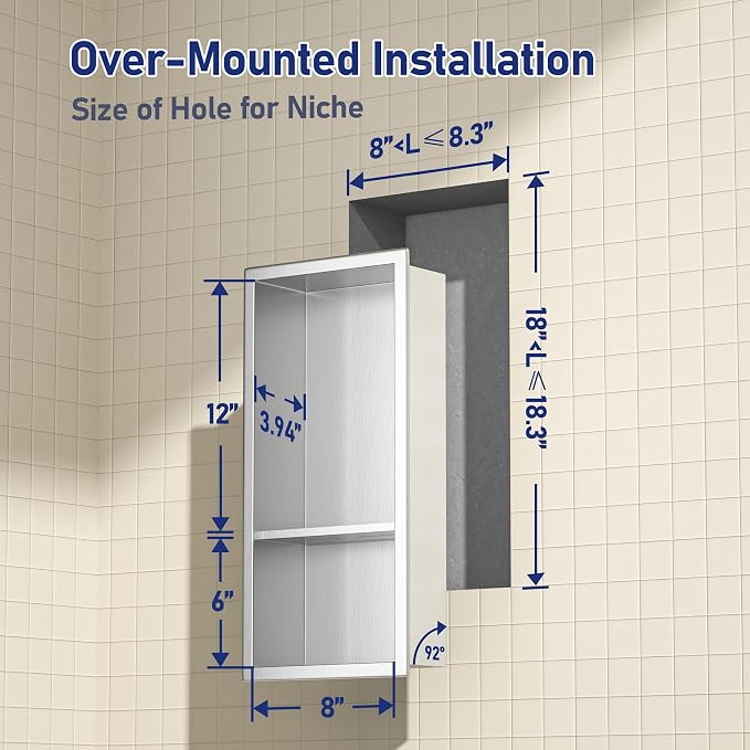 Stainless Steel Shower Niche 18"× 8" Brushed - Image 3