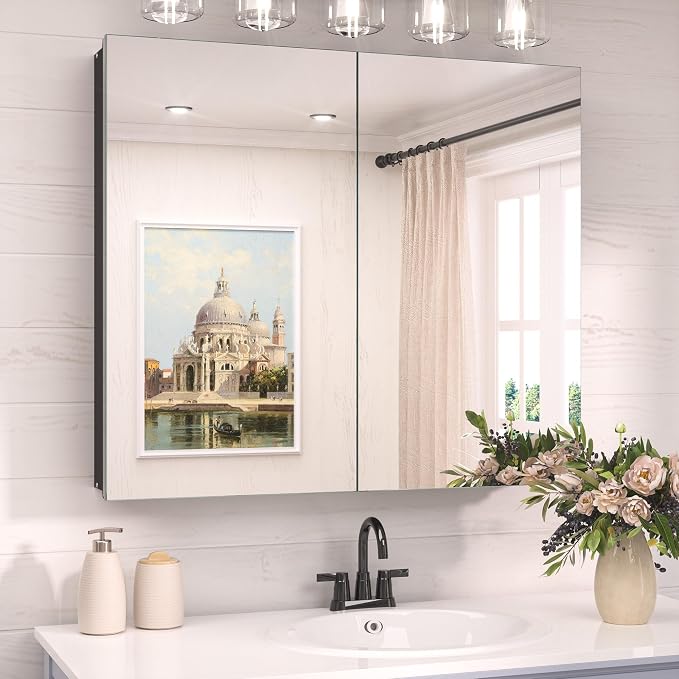 TokeShimi 30 x 26 Surface Mount Medicine Cabinet Mirror by RefinedBathroomAccessories