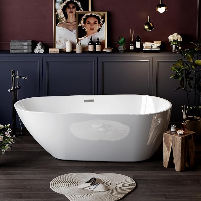 Bathtub with Upturned Ends, CUPC Chrome Drain and Overflow, Built-in Overflow by Unknown