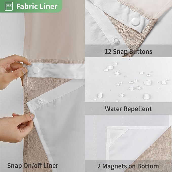 No Hook Long Shower Curtain Set - Image 6