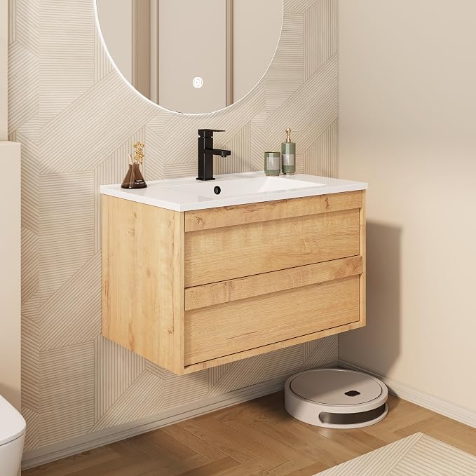 eclife 30" Floating Bathroom Vanity Sink Combo, Wall Mounted Modern Minimalist - Image 3