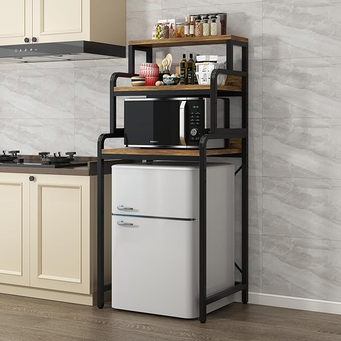 4-Tier Kitchen Bread Rack, Mini Fridge Stand Shelf, Double-Purpose Rack - Image 5